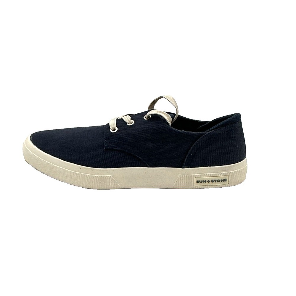 Sun + Stone Shoes Mens 11.5 M Kiva Casual Sneakers Navy Blue Lace Up Low Top NWB